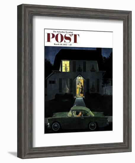 "After Party Talk" Saturday Evening Post Cover, March 30, 1957-George Hughes-Framed Giclee Print