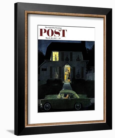 "After Party Talk" Saturday Evening Post Cover, March 30, 1957-George Hughes-Framed Giclee Print