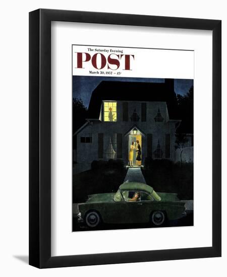 "After Party Talk" Saturday Evening Post Cover, March 30, 1957-George Hughes-Framed Giclee Print