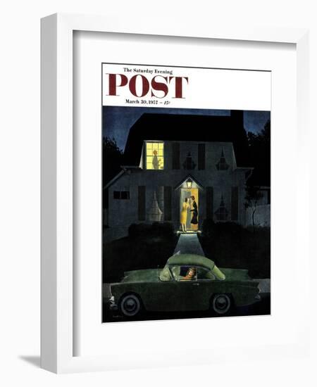 "After Party Talk" Saturday Evening Post Cover, March 30, 1957-George Hughes-Framed Giclee Print