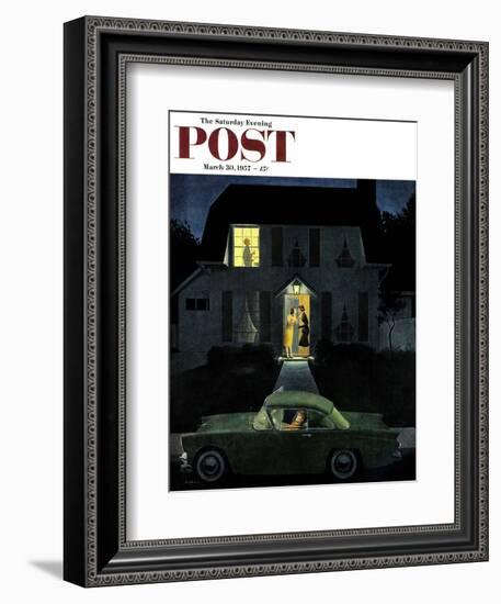 "After Party Talk" Saturday Evening Post Cover, March 30, 1957-George Hughes-Framed Giclee Print