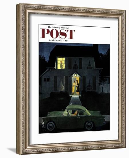 "After Party Talk" Saturday Evening Post Cover, March 30, 1957-George Hughes-Framed Giclee Print