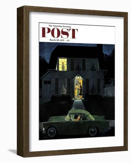 "After Party Talk" Saturday Evening Post Cover, March 30, 1957-George Hughes-Framed Giclee Print
