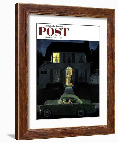 "After Party Talk" Saturday Evening Post Cover, March 30, 1957-George Hughes-Framed Giclee Print