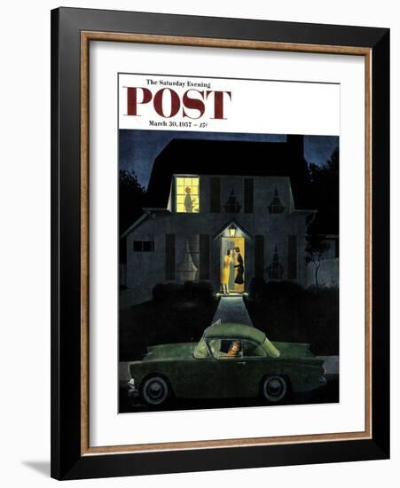 "After Party Talk" Saturday Evening Post Cover, March 30, 1957-George Hughes-Framed Giclee Print