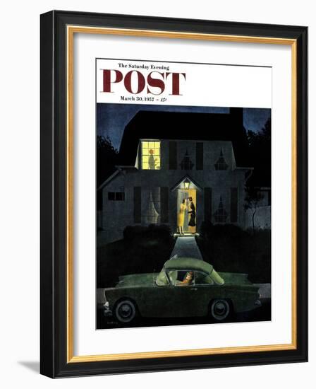 "After Party Talk" Saturday Evening Post Cover, March 30, 1957-George Hughes-Framed Giclee Print