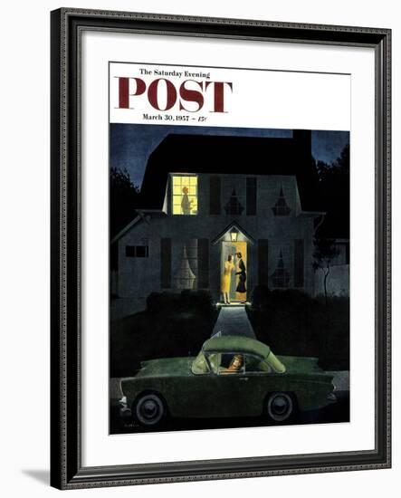 "After Party Talk" Saturday Evening Post Cover, March 30, 1957-George Hughes-Framed Giclee Print