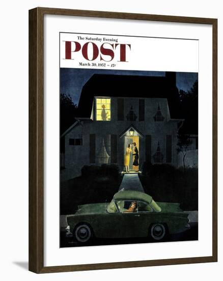 "After Party Talk" Saturday Evening Post Cover, March 30, 1957-George Hughes-Framed Giclee Print