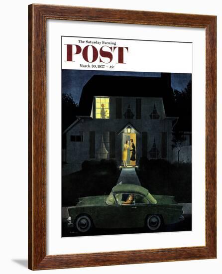 "After Party Talk" Saturday Evening Post Cover, March 30, 1957-George Hughes-Framed Giclee Print