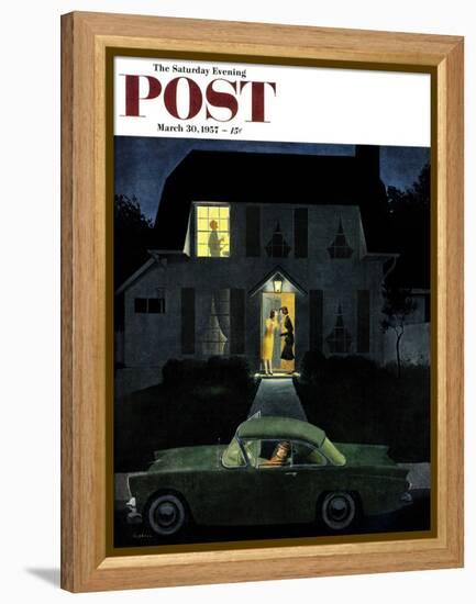 "After Party Talk" Saturday Evening Post Cover, March 30, 1957-George Hughes-Framed Premier Image Canvas