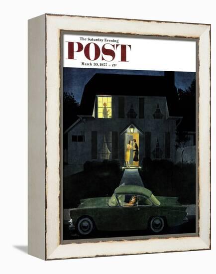 "After Party Talk" Saturday Evening Post Cover, March 30, 1957-George Hughes-Framed Premier Image Canvas