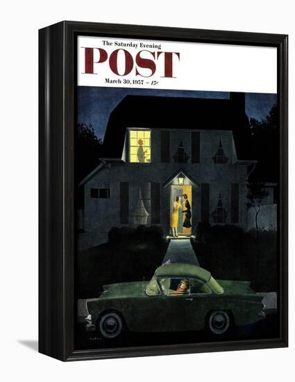 "After Party Talk" Saturday Evening Post Cover, March 30, 1957-George Hughes-Framed Premier Image Canvas