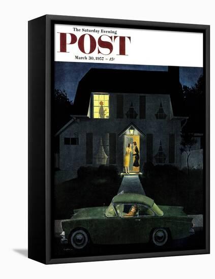 "After Party Talk" Saturday Evening Post Cover, March 30, 1957-George Hughes-Framed Premier Image Canvas