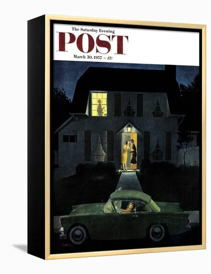 "After Party Talk" Saturday Evening Post Cover, March 30, 1957-George Hughes-Framed Premier Image Canvas