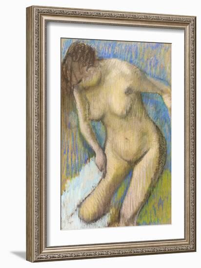 After the bath, 1886 about (pastel)-Edgar Degas-Framed Giclee Print