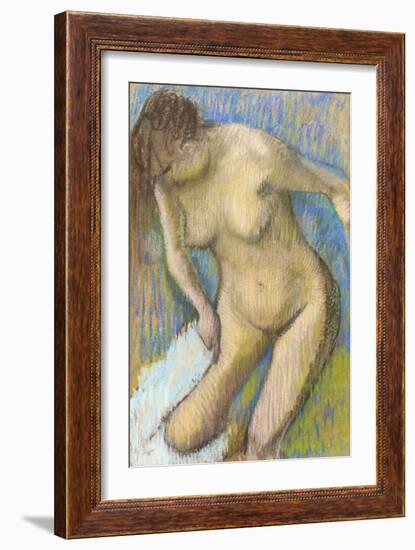 After the bath, 1886 about (pastel)-Edgar Degas-Framed Giclee Print