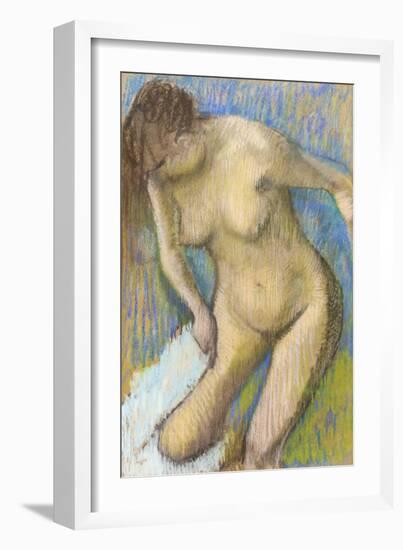 After the bath, 1886 about (pastel)-Edgar Degas-Framed Giclee Print