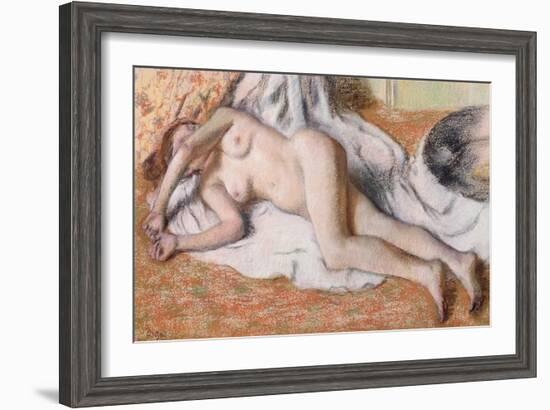 After the Bath Or, Reclining Nude, circa 1885-Edgar Degas-Framed Giclee Print