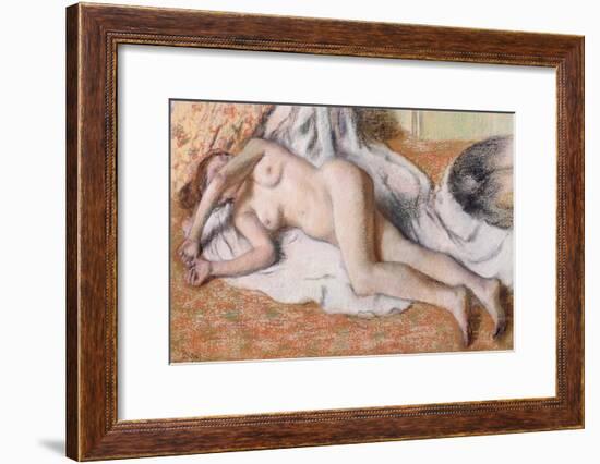 After the Bath Or, Reclining Nude, circa 1885-Edgar Degas-Framed Giclee Print