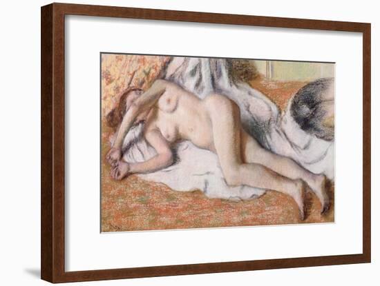 After the Bath Or, Reclining Nude, circa 1885-Edgar Degas-Framed Giclee Print