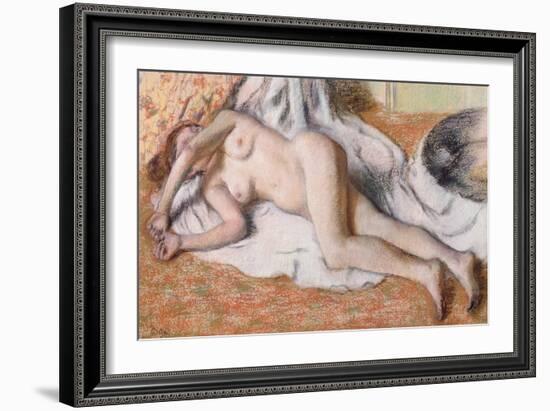 After the Bath Or, Reclining Nude, circa 1885-Edgar Degas-Framed Giclee Print