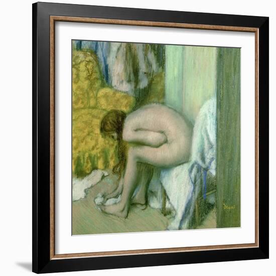 After the Bath, Woman Drying Her Left Foot, 1886-Edgar Degas-Framed Giclee Print