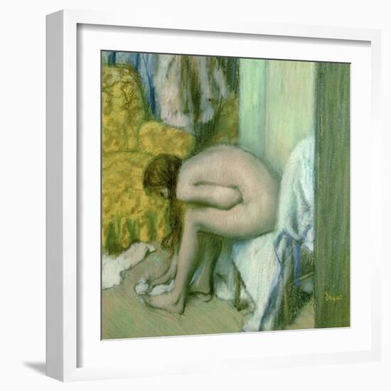 After the Bath, Woman Drying Her Left Foot, 1886-Edgar Degas-Framed Giclee Print