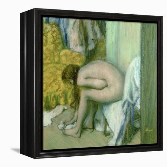 After the Bath, Woman Drying Her Left Foot, 1886-Edgar Degas-Framed Premier Image Canvas