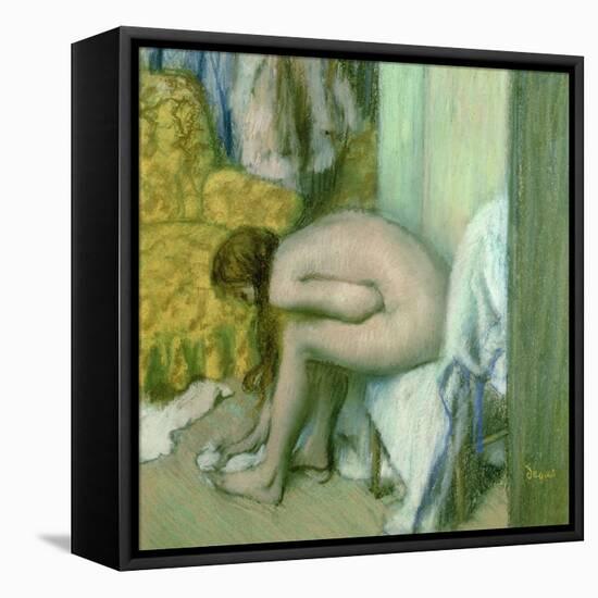 After the Bath, Woman Drying Her Left Foot, 1886-Edgar Degas-Framed Premier Image Canvas