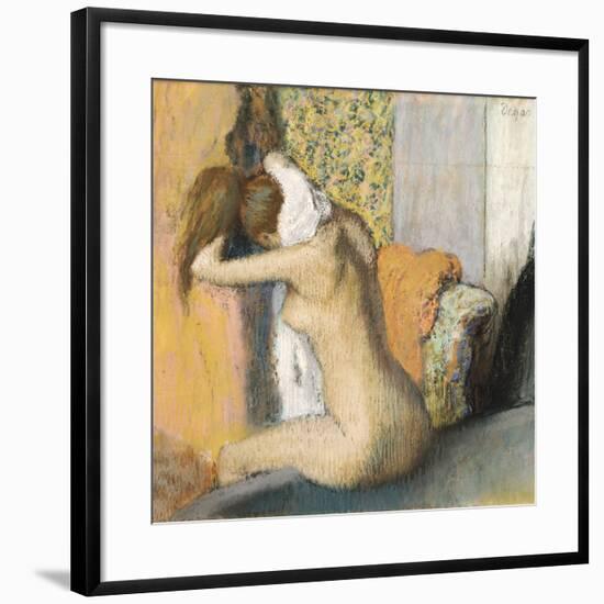 After the Bath, Woman Drying Her Neck, 1898-Edgar Degas-Framed Giclee Print