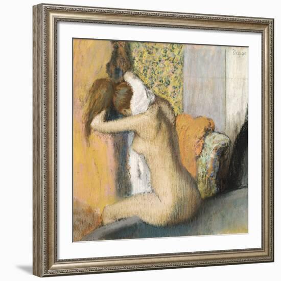 After the Bath, Woman Drying Her Neck, 1898-Edgar Degas-Framed Giclee Print