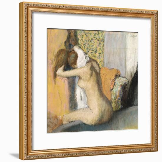 After the Bath, Woman Drying Her Neck, 1898-Edgar Degas-Framed Giclee Print