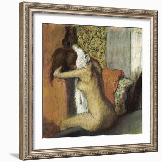 After the Bath, Woman Drying Her Neck, 1898-Edgar Degas-Framed Giclee Print