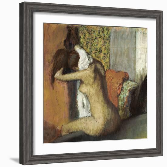 After the Bath, Woman Drying Her Neck, 1898-Edgar Degas-Framed Giclee Print