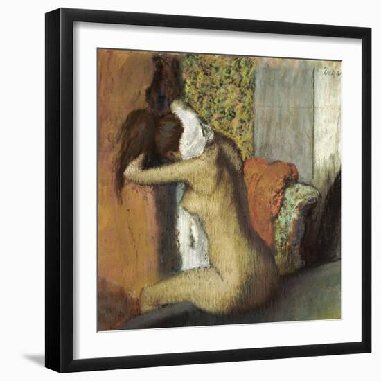 After the Bath, Woman Drying Her Neck, 1898-Edgar Degas-Framed Giclee Print