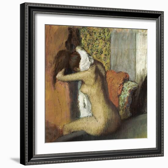 After the Bath, Woman Drying Her Neck, 1898-Edgar Degas-Framed Giclee Print