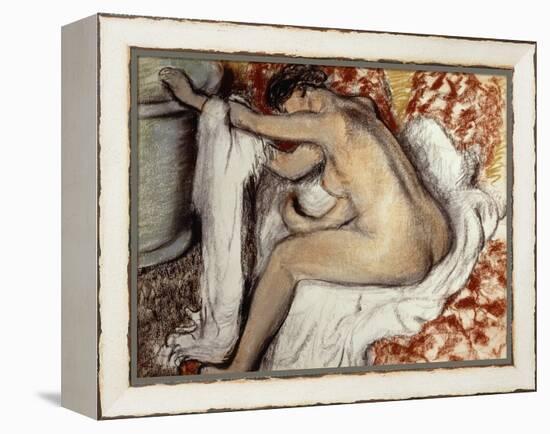 After the Bath, Woman Drying-Edgar Degas-Framed Premier Image Canvas