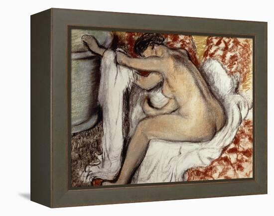 After the Bath, Woman Drying-Edgar Degas-Framed Premier Image Canvas