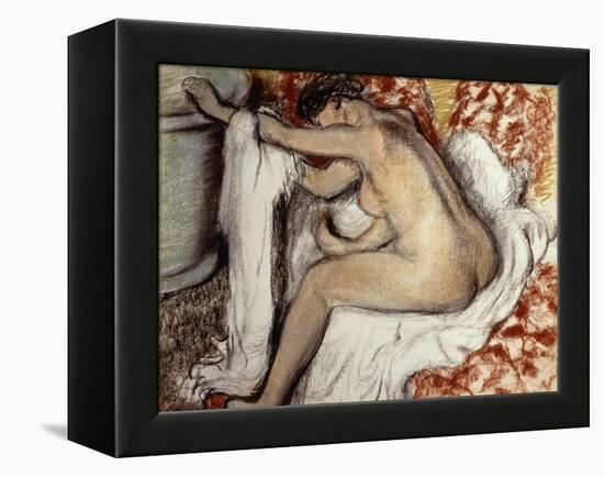 After the Bath, Woman Drying-Edgar Degas-Framed Premier Image Canvas