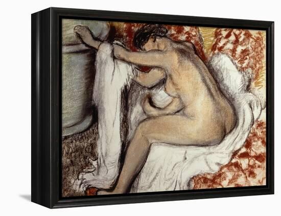 After the Bath, Woman Drying-Edgar Degas-Framed Premier Image Canvas