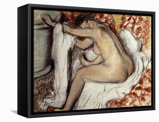After the Bath, Woman Drying-Edgar Degas-Framed Premier Image Canvas