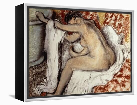 After the Bath, Woman Drying-Edgar Degas-Framed Premier Image Canvas