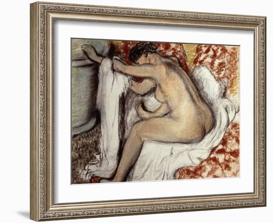 After the Bath, Woman Drying-Edgar Degas-Framed Giclee Print