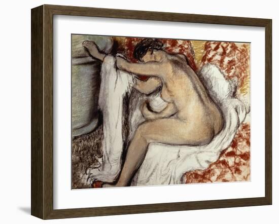After the Bath, Woman Drying-Edgar Degas-Framed Giclee Print
