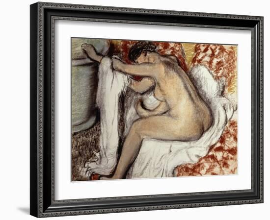 After the Bath, Woman Drying-Edgar Degas-Framed Giclee Print