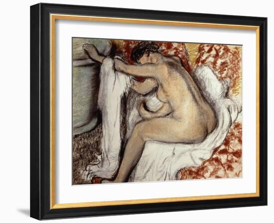 After the Bath, Woman Drying-Edgar Degas-Framed Giclee Print