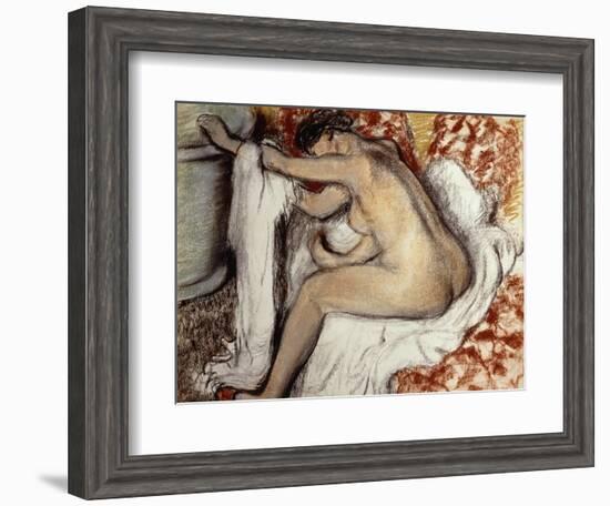 After the Bath, Woman Drying-Edgar Degas-Framed Giclee Print