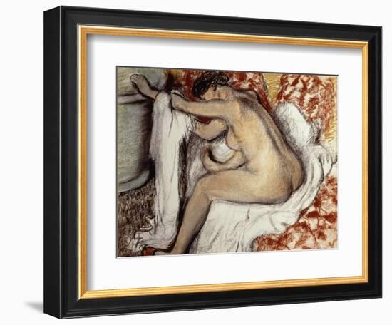 After the Bath, Woman Drying-Edgar Degas-Framed Giclee Print