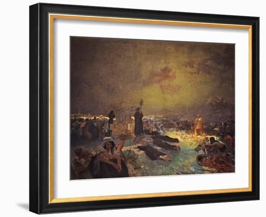 After the Battle of Vítkov Hill (The Cycle the Slav Epi)-Alphonse Mucha-Framed Giclee Print