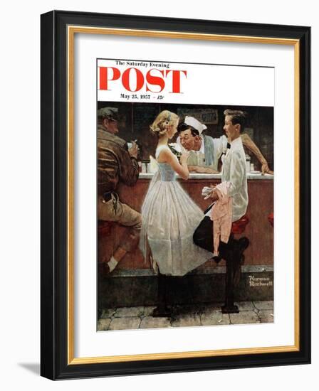 "After the Prom" Saturday Evening Post Cover, May 25,1957-Norman Rockwell-Framed Giclee Print